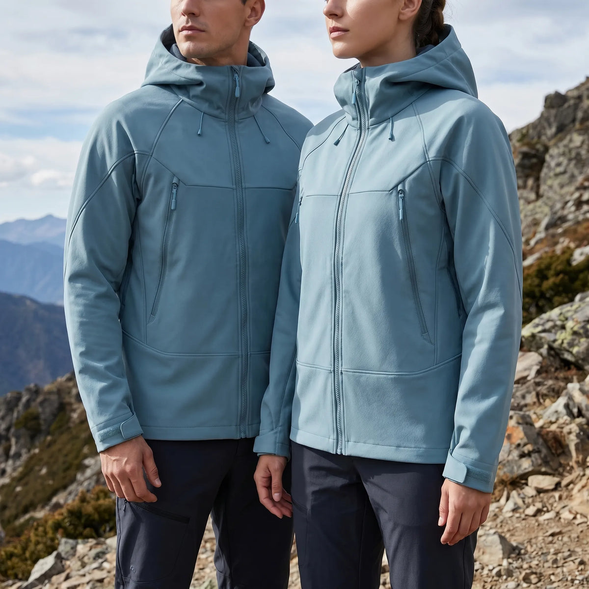 Outdoor Hooded Softshell Jacket – Unisex Fleece Lined Rain Jacket, Water-Repellent with Adjustable Hood, 6 Colors – Wilshire