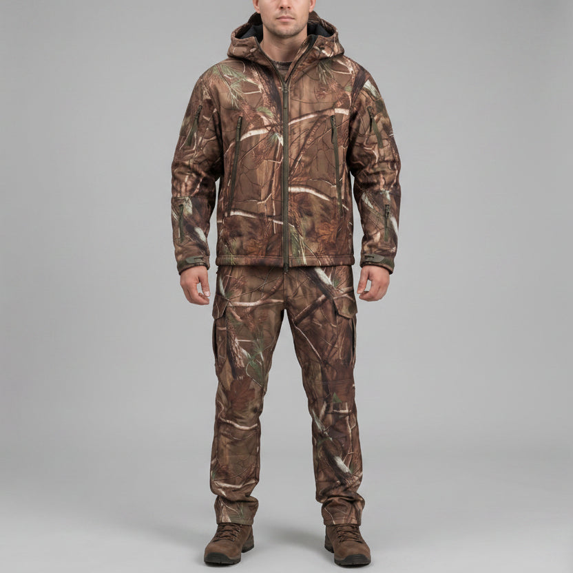 Casen | Softshell Jacket and Pants Set for Men - Waterproof Camo Fleece Lined Hunting Fit-Tactical Set-Tree camo-XS-Camoufit