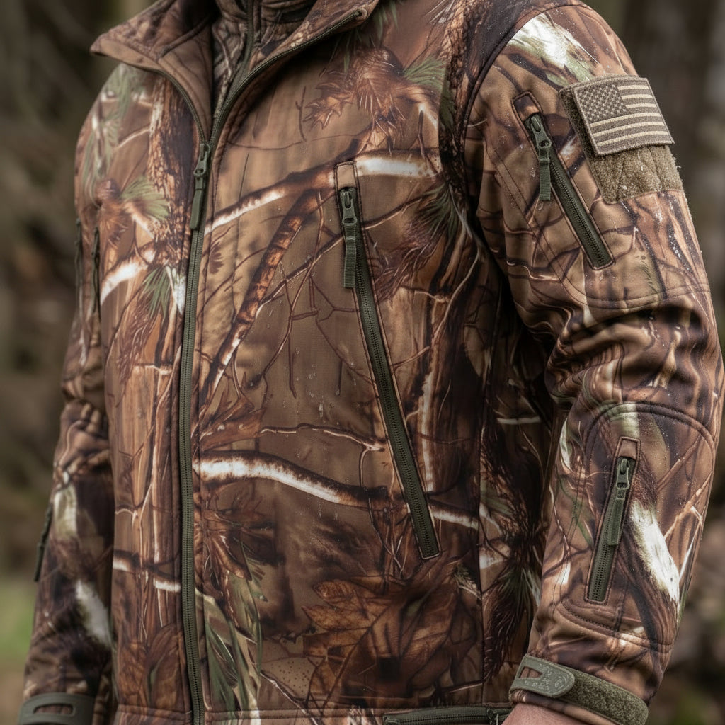 Casen | Softshell Jacket and Pants Set for Men - Waterproof Camo Fleece Lined Hunting Fit-Tactical Set-Tree camo-XS-Camoufit