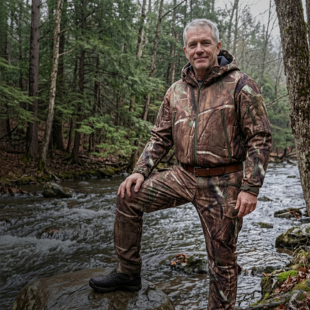 Casen | Softshell Jacket and Pants Set for Men - Waterproof Camo Fleece Lined Hunting Fit-Tactical Set-Tree camo-XS-Camoufit