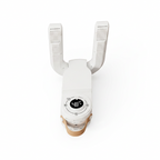 White electric shoe dryer with twin vented arms and digital temperature display