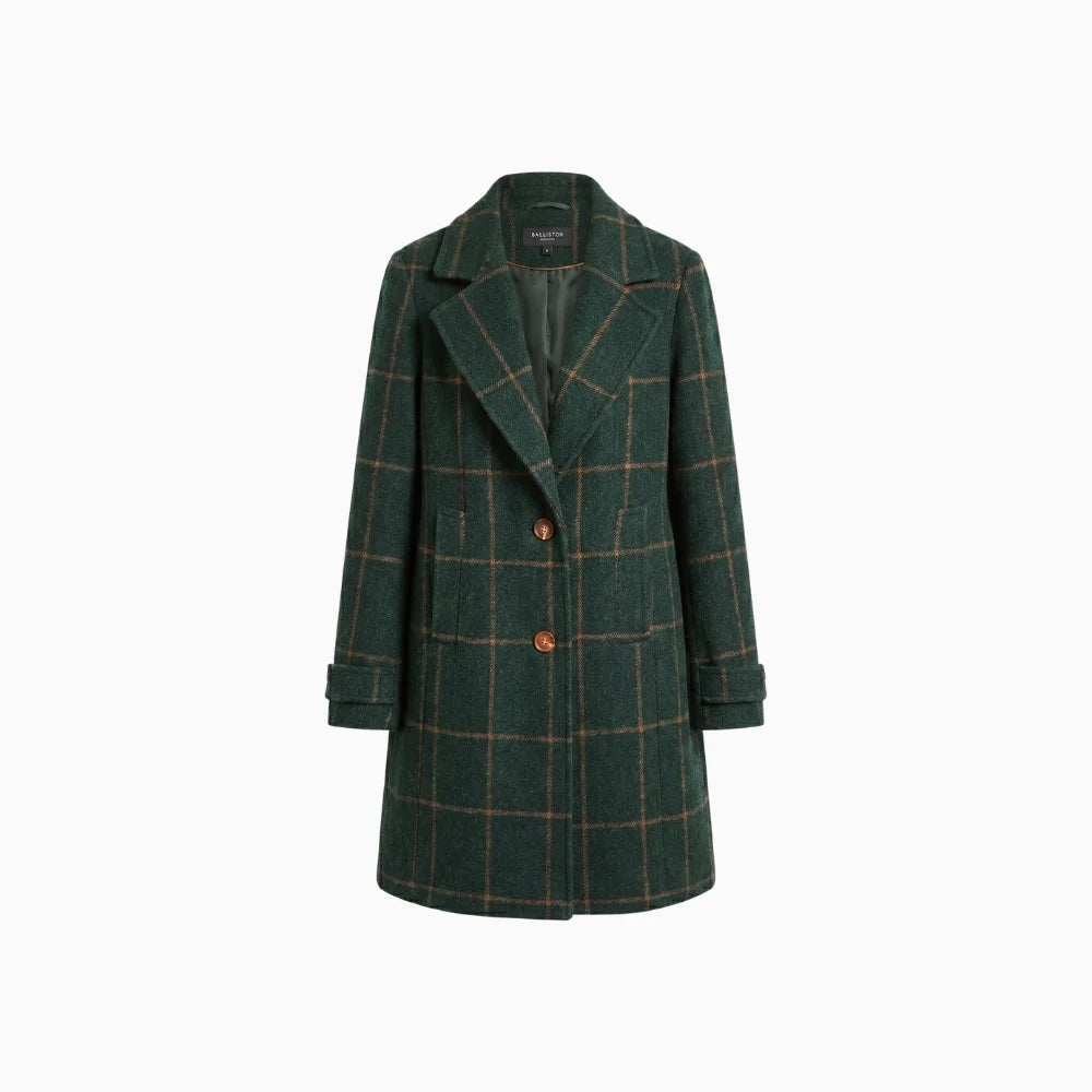 Larinda | Vintage Tweed Coat Women Structured Elegant Fit-Women's Jacket-Green-S-Camoufit