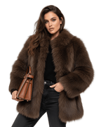 Luna | Women’s Faux Fur Coat – Soft & Warm Winter Jacket with Elegant Relaxed Fit Marron