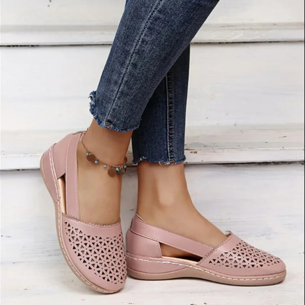 Jasmine Orthopedic Comfort Shoes - Supportive Breathable Everyday Fit-Women's Flats-Light Pink-5-Camoufit
