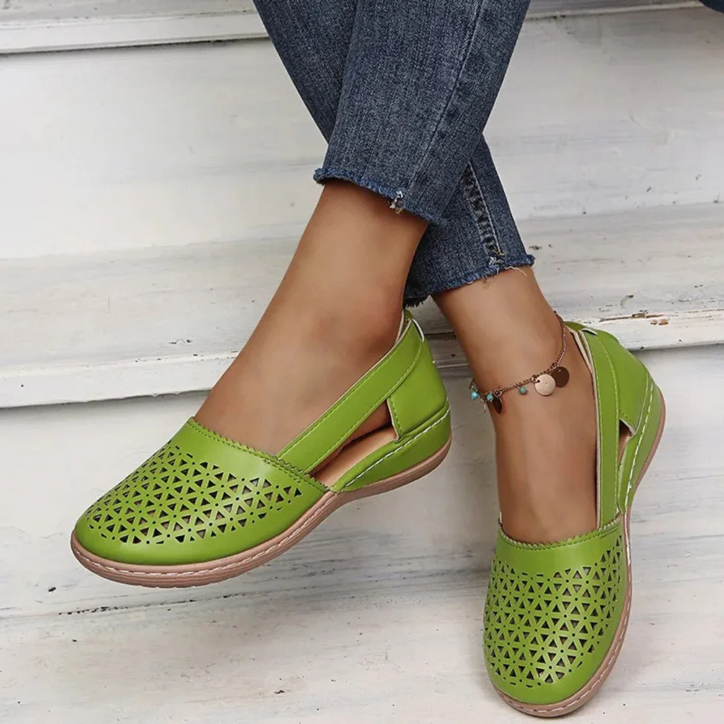 Jasmine Orthopedic Comfort Shoes - Supportive Breathable Everyday Fit-Women's Flats-Light Green-5-Camoufit