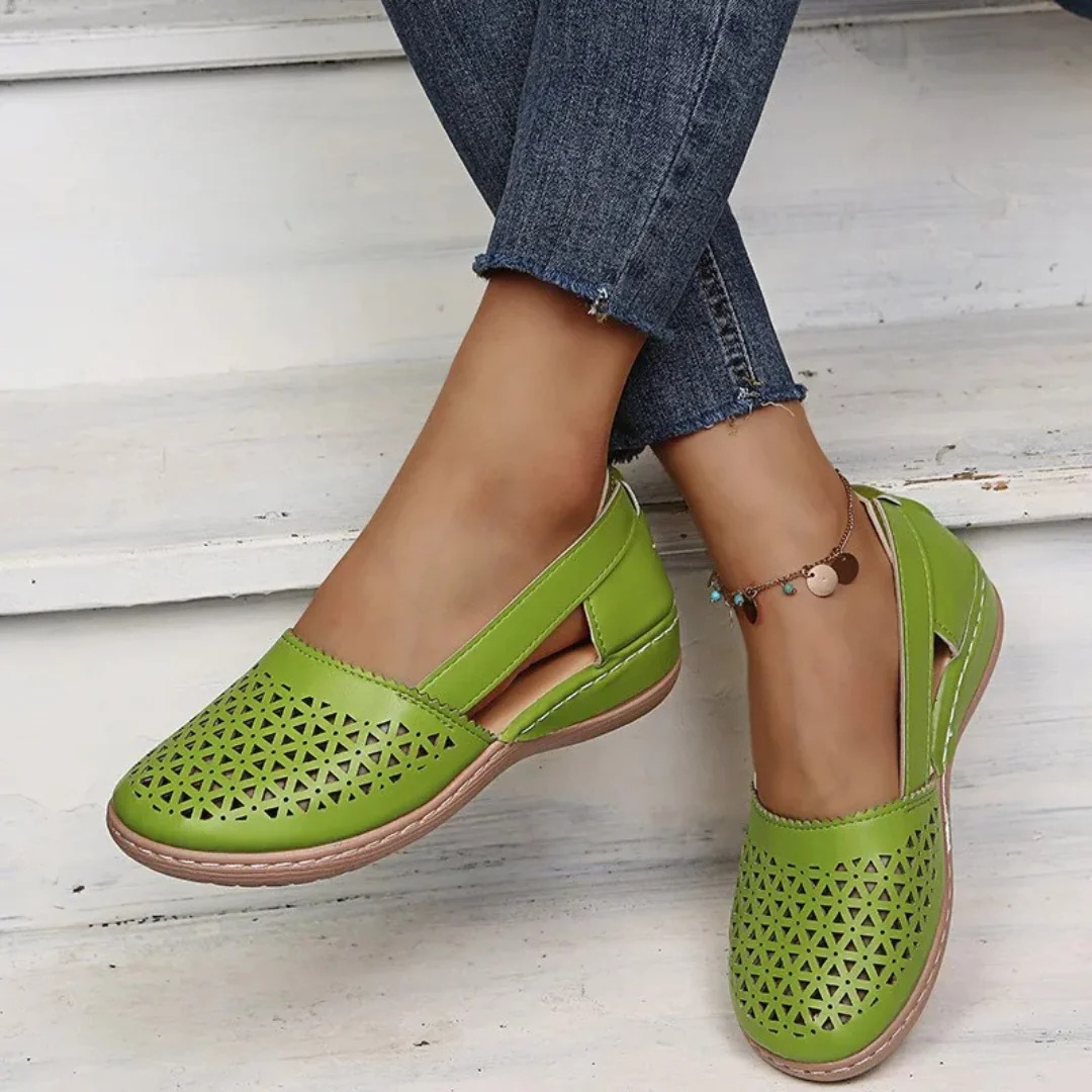 Jasmine Orthopedic Comfort Shoes - Supportive Breathable Everyday Fit-Women's Flats-Light Green-5-Camoufit