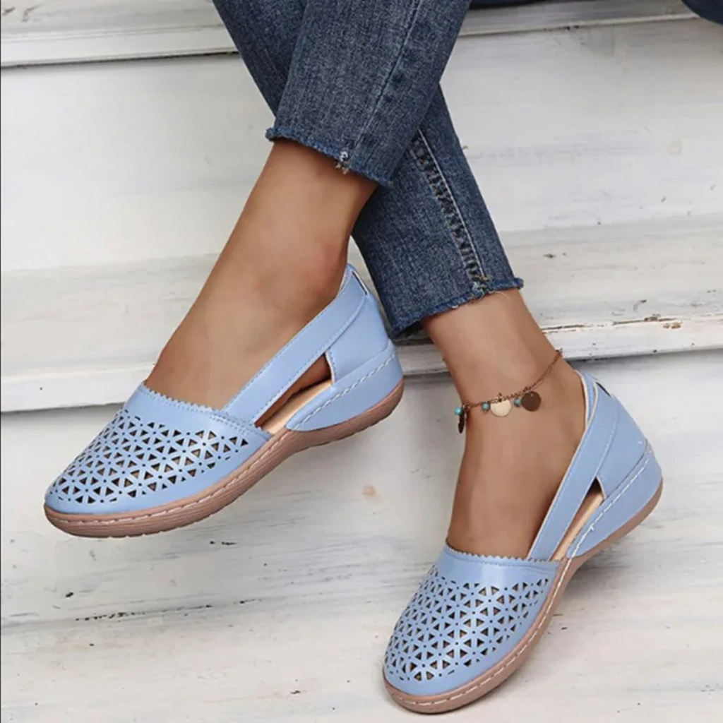 Jasmine Orthopedic Comfort Shoes - Supportive Breathable Everyday Fit-Women's Flats-Blue-5-Camoufit