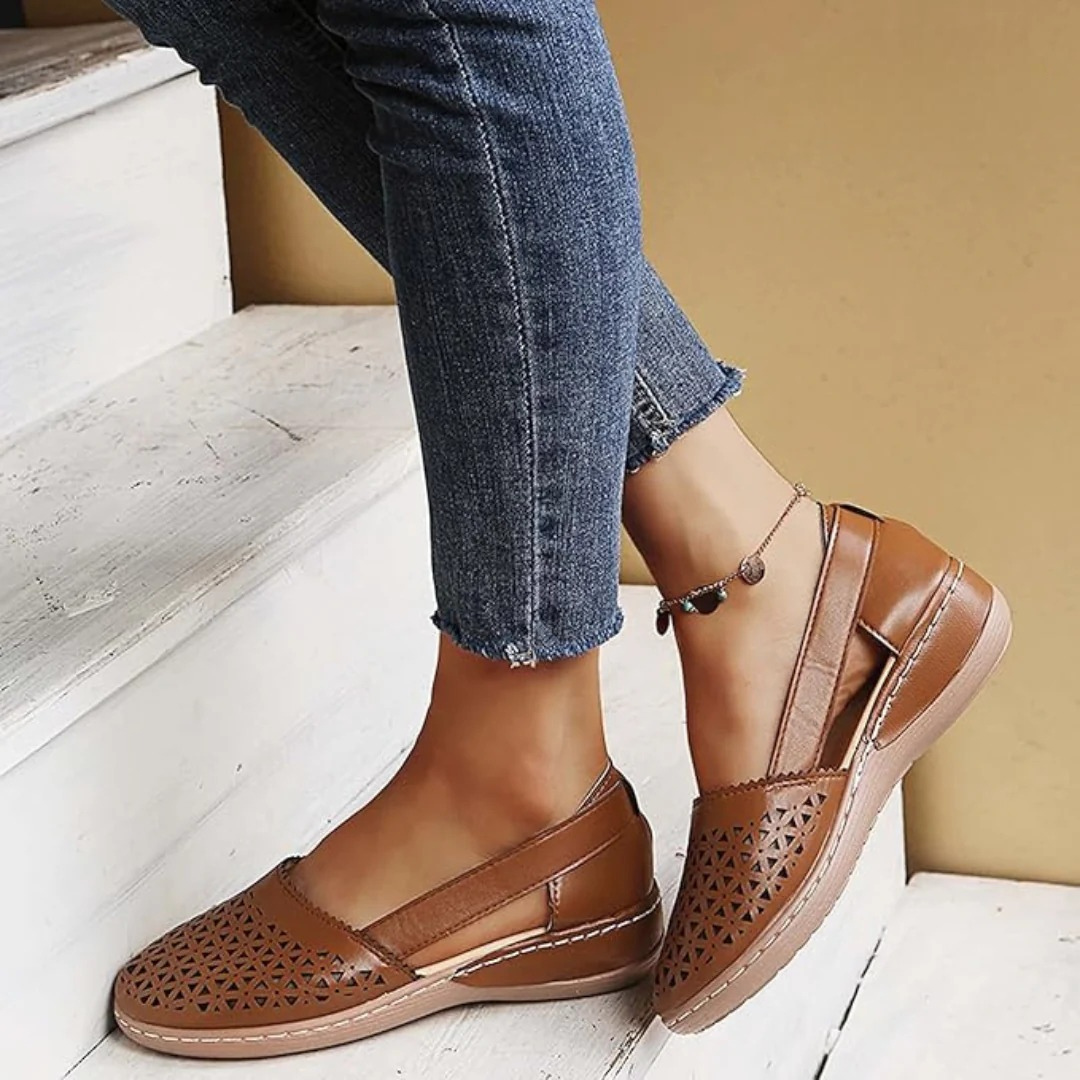 Jasmine Orthopedic Comfort Shoes - Supportive Breathable Everyday Fit-Women's Flats-Brown-5-Camoufit