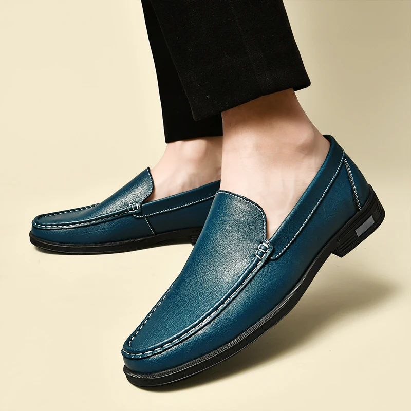 Jasper Men's Dress Shoes - Modern Classic Everyday Style-Men's Loafers-Blue-4-Camoufit