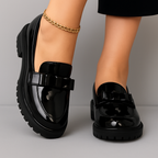Rosavie | Women's Block Heel Loafers – Bow Detail Summer Comfort Fit-Women's Loafers-Black-5-