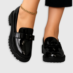 Rosavie | Women's Block Heel Loafers – Bow Detail Summer Comfort Fit-Women's Loafers-Black-5-