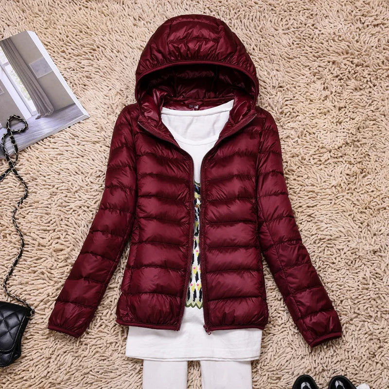 Kathrin Women's Ultralight Down Jacket-Puffer Jackets-CAMOUFIT-Burgundy-S-Camoufit