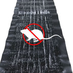 Black sticky mouse glue trap mat with crossed-out mouse icon over adhesive surface