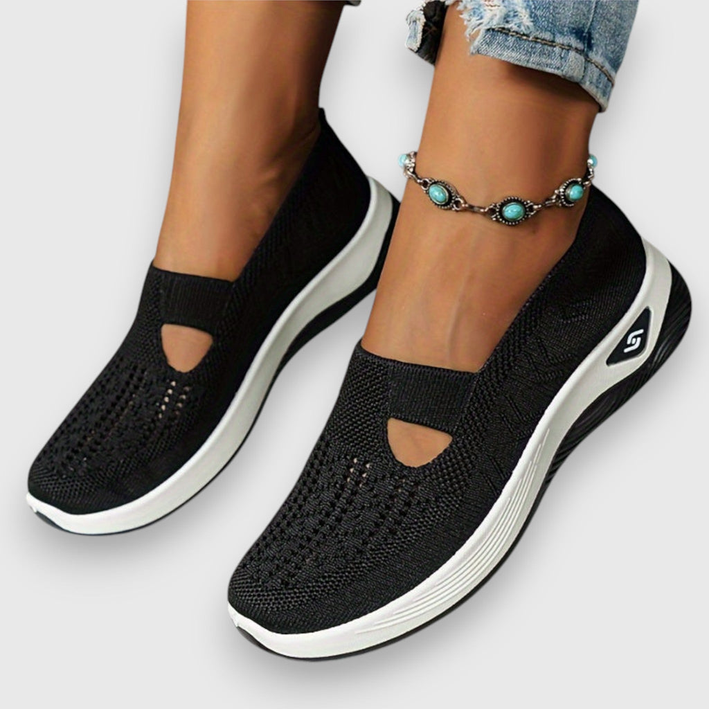 Lumielle | Women's Orthopedic Walking Shoes – Cushioned Slip On Comfort Fit-Women's Flats-Black-5-