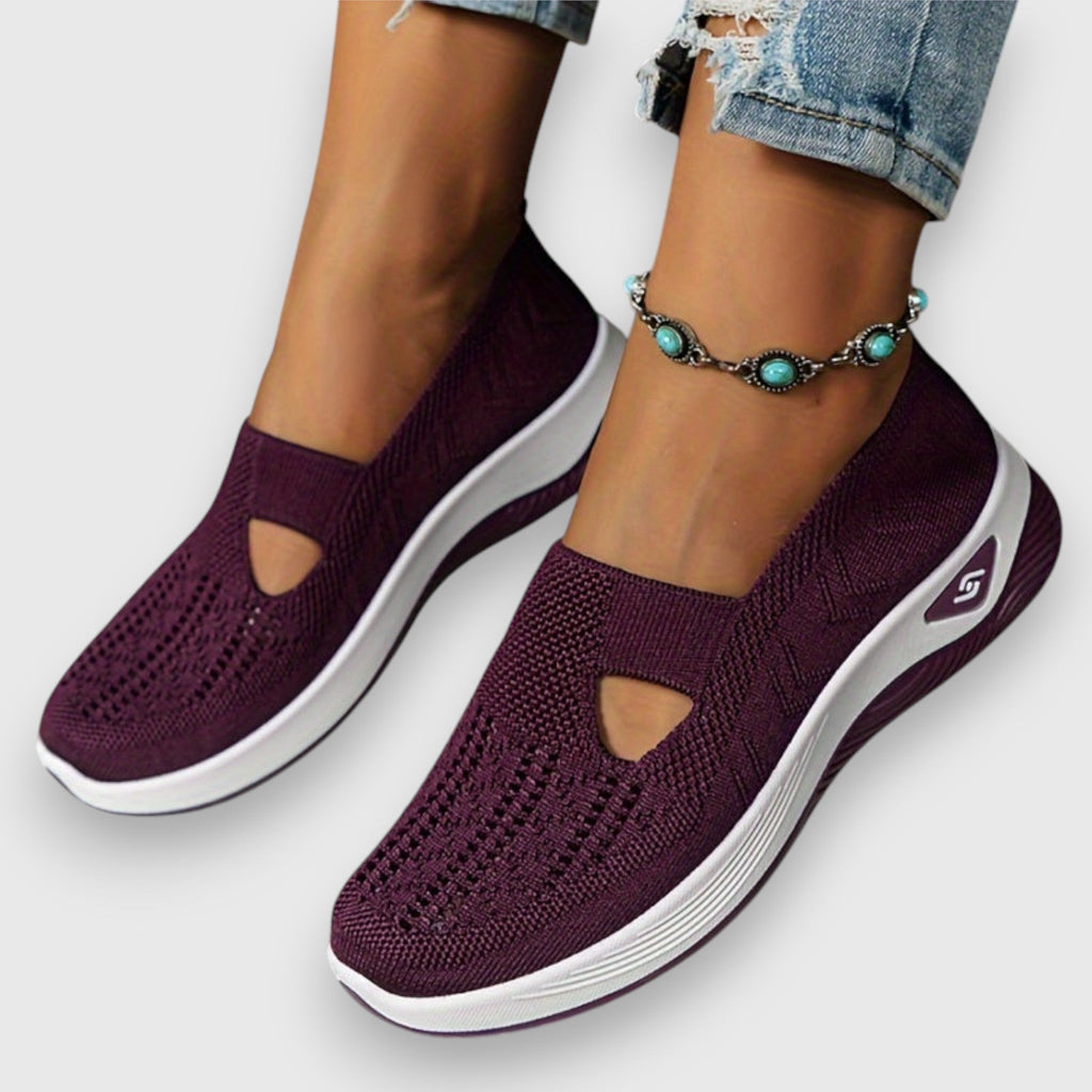 Lumielle | Women's Orthopedic Walking Shoes – Cushioned Slip On Comfort Fit-Women's Flats-Burgundy-5-