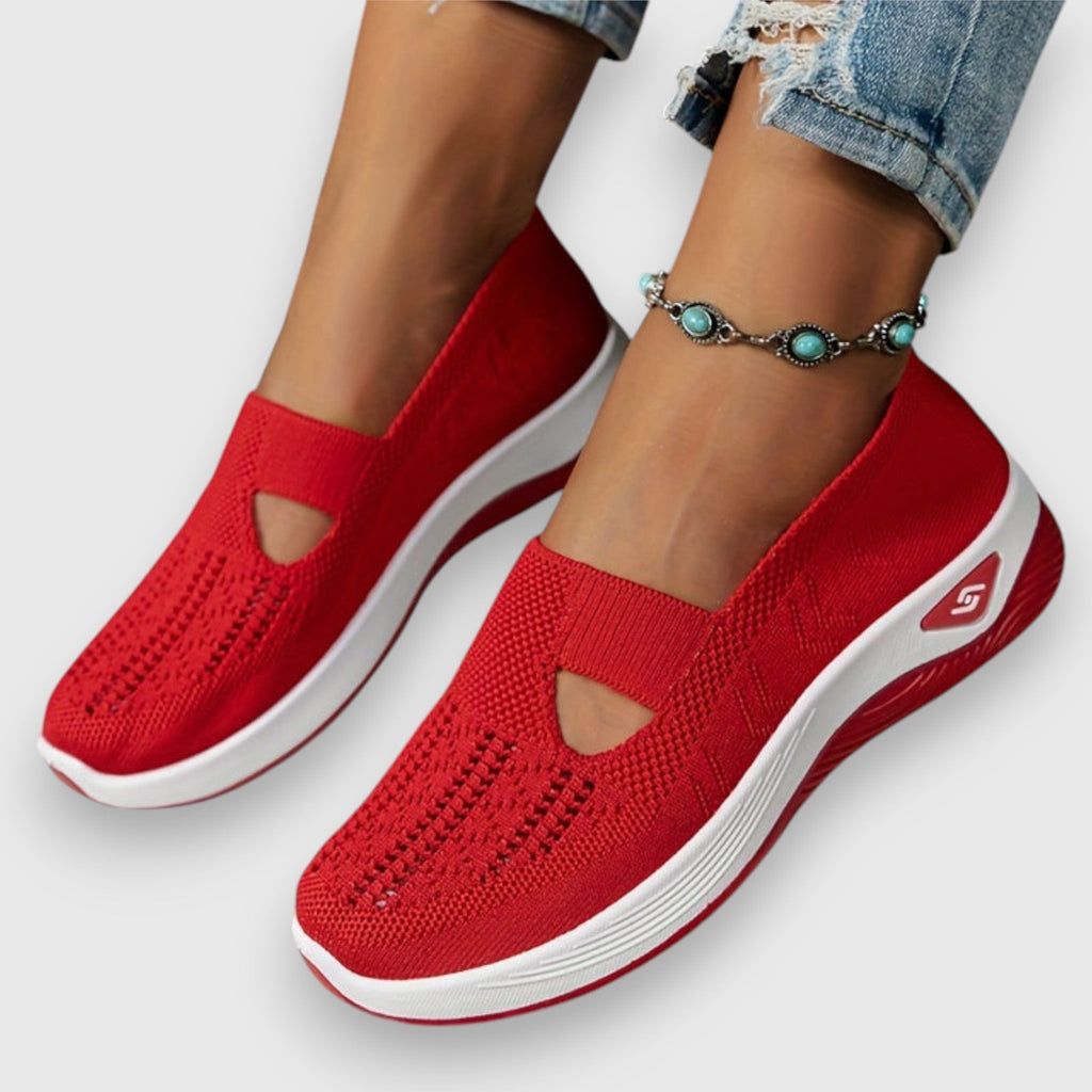 Lumielle | Women's Orthopedic Walking Shoes – Cushioned Slip On Comfort Fit-Women's Flats-Red-5-