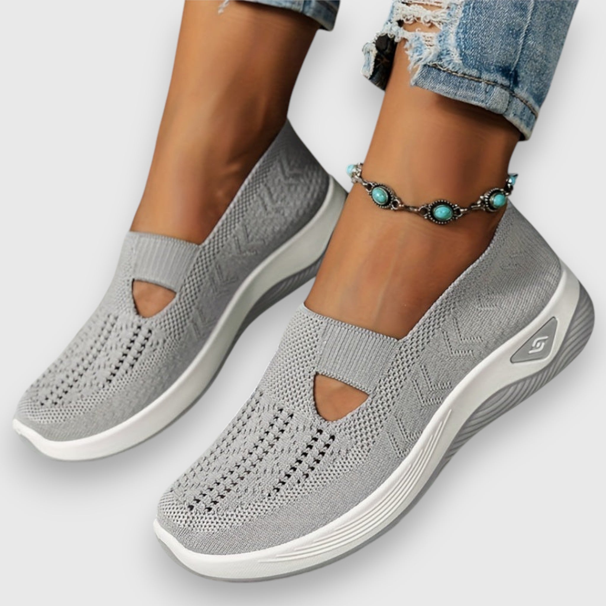 Lumielle | Women's Orthopedic Walking Shoes – Cushioned Slip On Comfort Fit-Women's Flats-Light Grey-5-