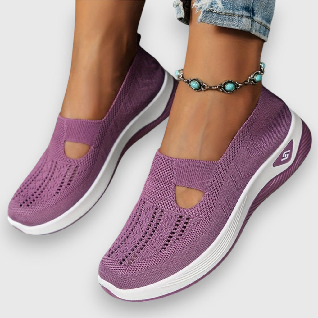 Lumielle | Women's Orthopedic Walking Shoes – Cushioned Slip On Comfort Fit-Women's Flats-Light Purple-5-