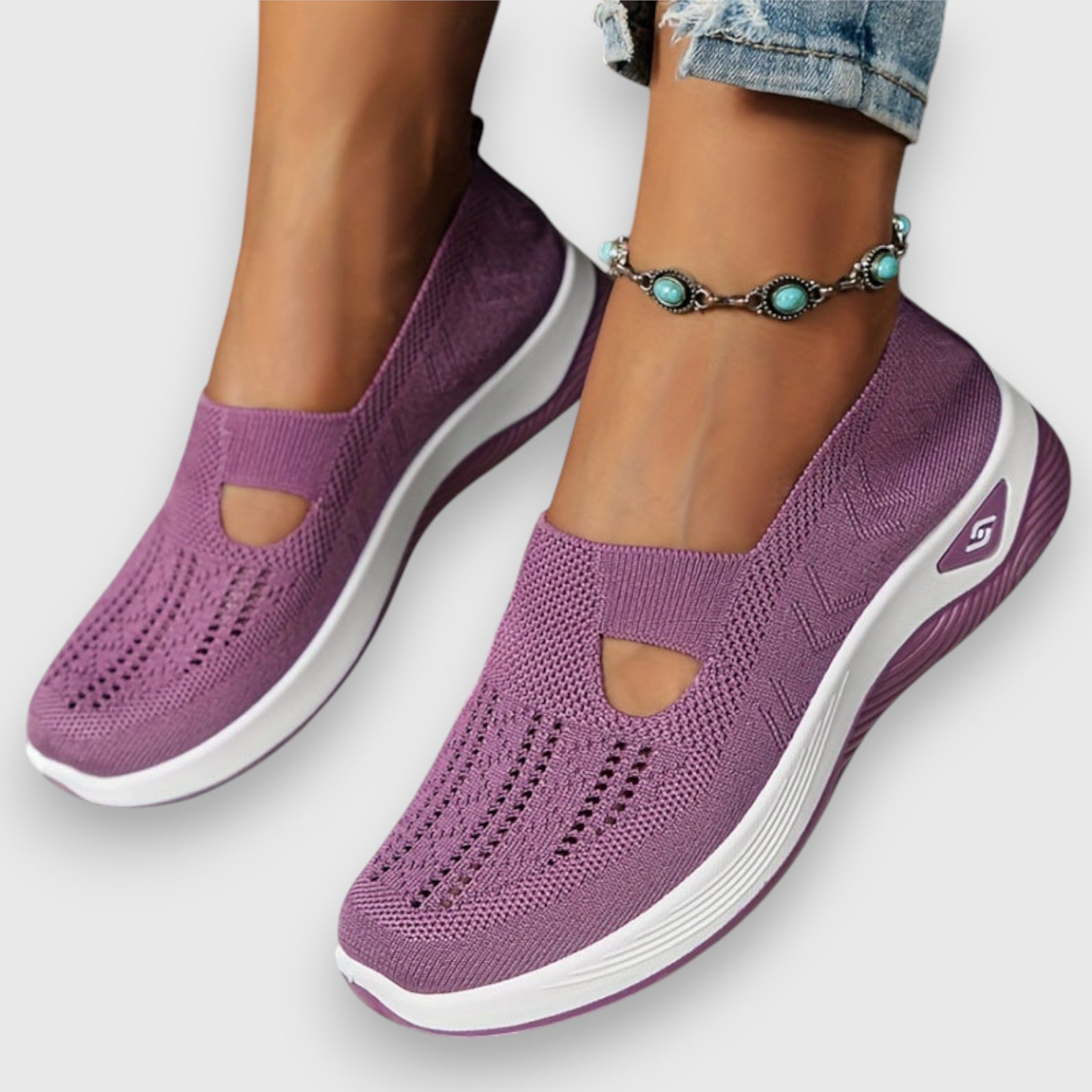 Lumielle | Women's Orthopedic Walking Shoes – Cushioned Slip On Comfort Fit-Women's Flats-Light Purple-5-