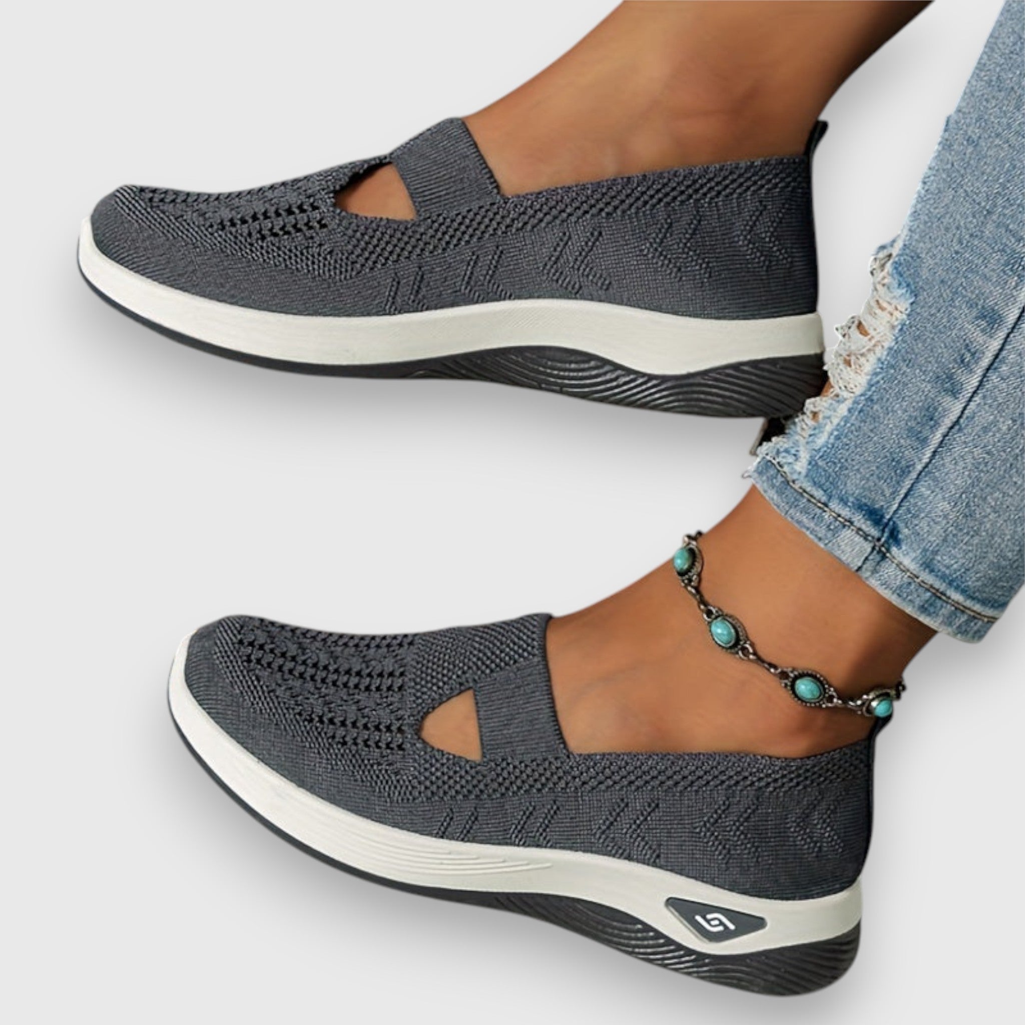 Lumielle | Women's Orthopedic Walking Shoes – Cushioned Slip On Comfort Fit-Women's Flats-Dark Grey-5-