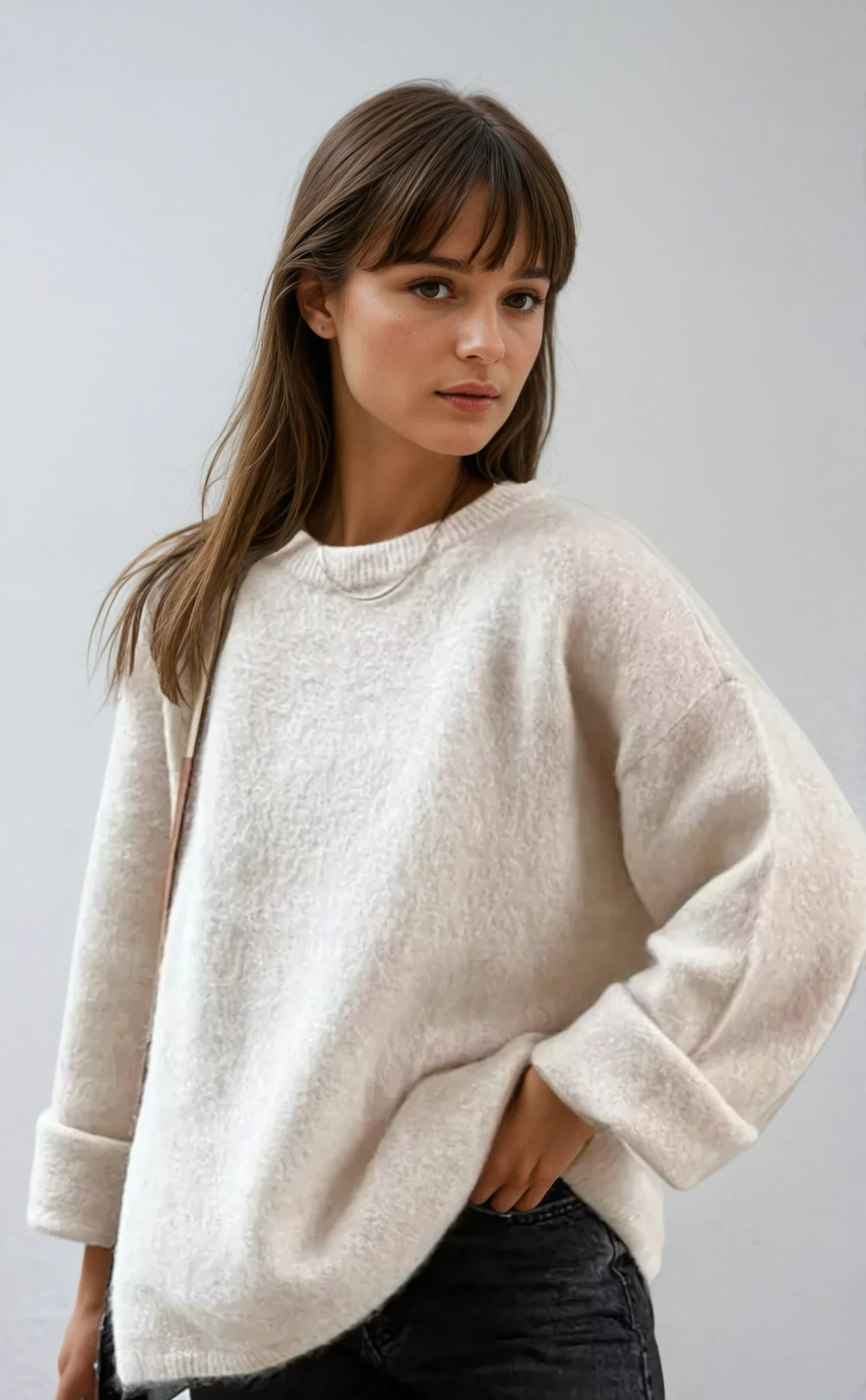 Calyra | Women's Oversized Wool Jumper Soft Fluffy Knit Relaxed Fit Cosy Ribbed Pullover-Women's Sweater-Blue-XS-