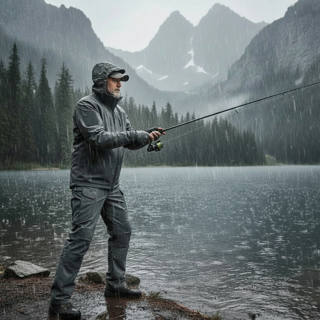 Vireon | Softshell Jacket and Pants Set for Men - Water Resistant Tactical Utility Layered Fit-Tactical Set-Black-S-Camoufit