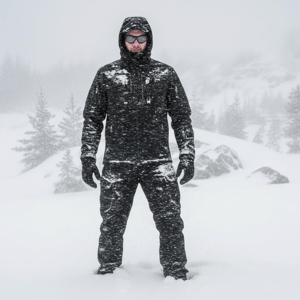 Vireon | Softshell Jacket and Pants Set for Men - Water Resistant Tactical Utility Layered Fit-Tactical Set-Black-S-Camoufit