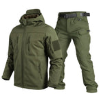 Vireon | Softshell Jacket and Pants Set for Men - Water Resistant Tactical Utility Layered Fit-Tactical Set-Green-S-Camoufit