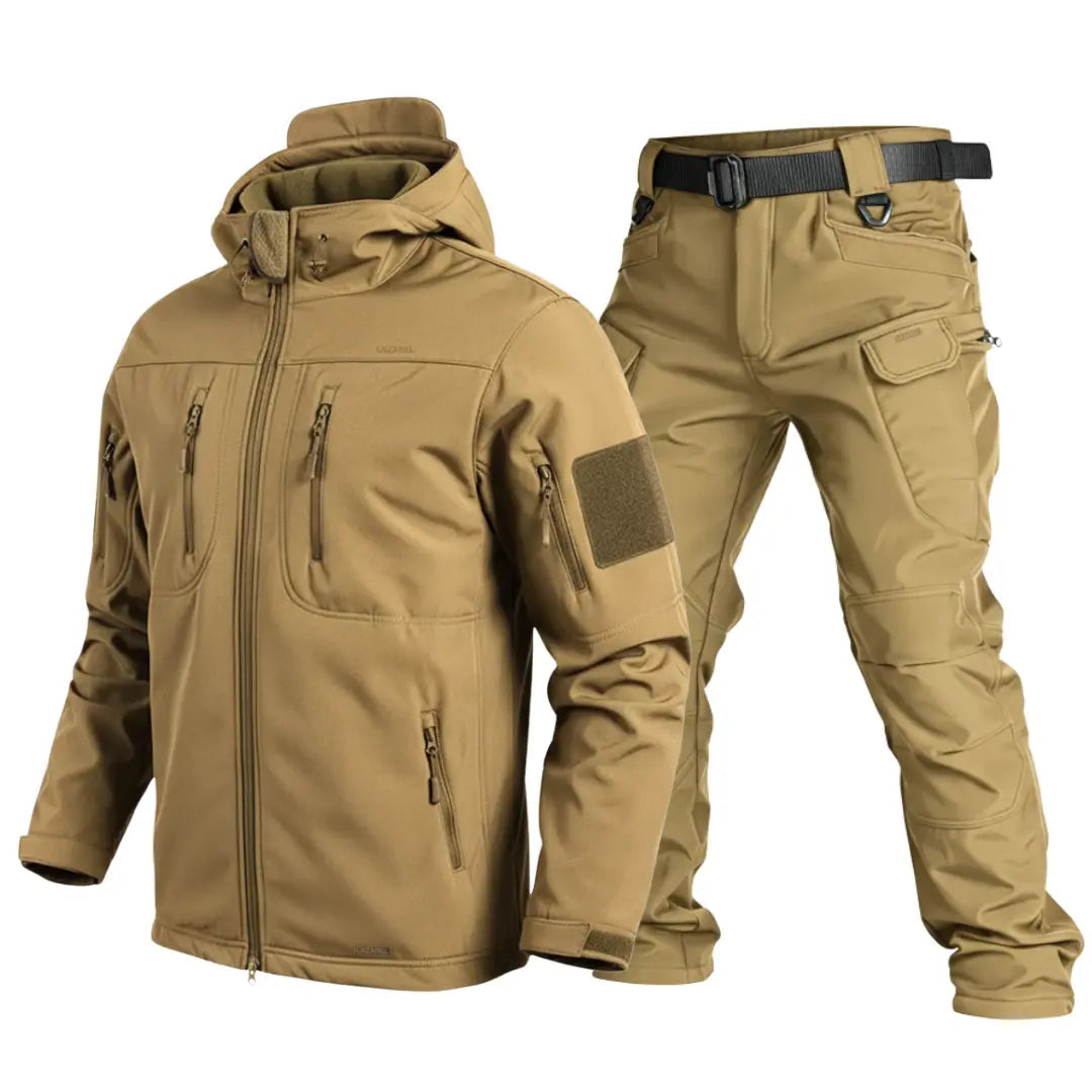 Vireon | Softshell Jacket and Pants Set for Men - Water Resistant Tactical Utility Layered Fit-Tactical Set-Tan-S-Camoufit