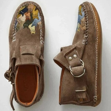 Leela Warm Women's Ankle Boots - Casual Winter Style-Women's Winter Boots-Brown Print-6-Camoufit