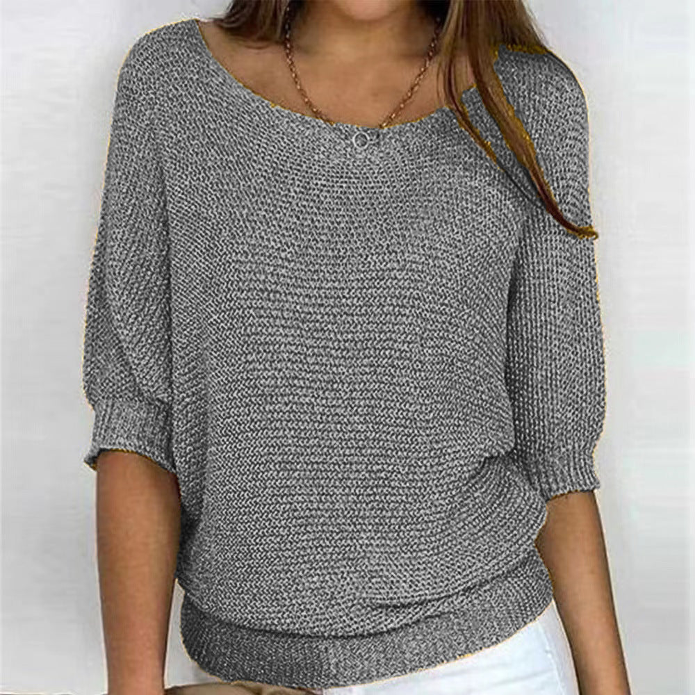 Maelis | Women's Soft Comfort Jumper Flattering Fit Breathable Cosy Knit Casual Pullover Sweater-Women's Sweater-Gray-S-Camoufit