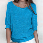 Maelis | Women's Soft Comfort Jumper Flattering Fit Breathable Cosy Knit Casual Pullover Sweater-Women's Sweater-Azure-S-Camoufit