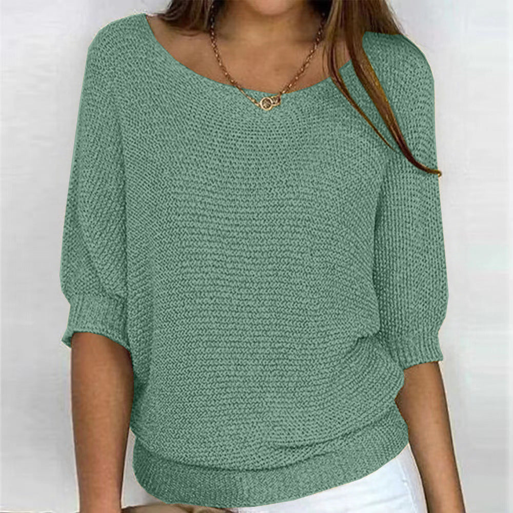 Maelis | Women's Soft Comfort Jumper Flattering Fit Breathable Cosy Knit Casual Pullover Sweater-Women's Sweater-Green-S-Camoufit