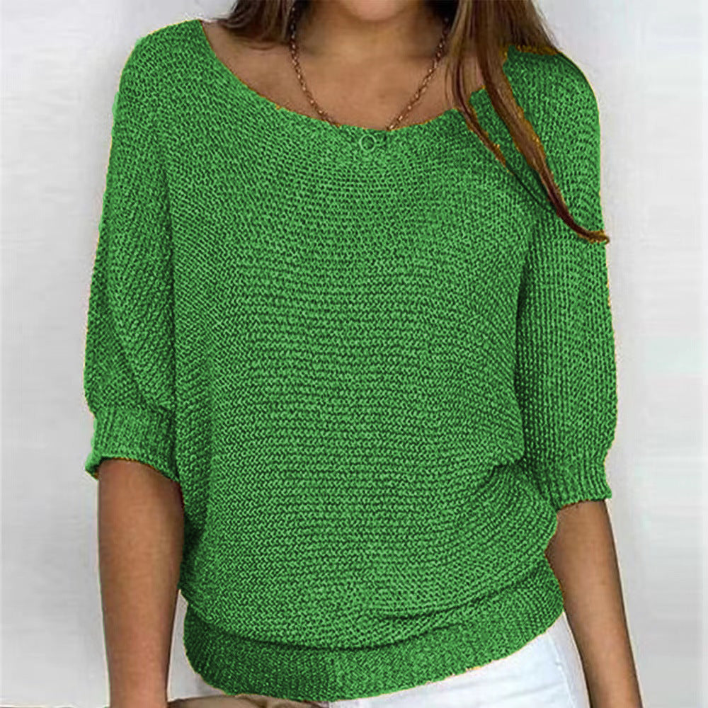 Maelis | Women's Soft Comfort Jumper Flattering Fit Breathable Cosy Knit Casual Pullover Sweater-Women's Sweater-Dark Green-S-Camoufit