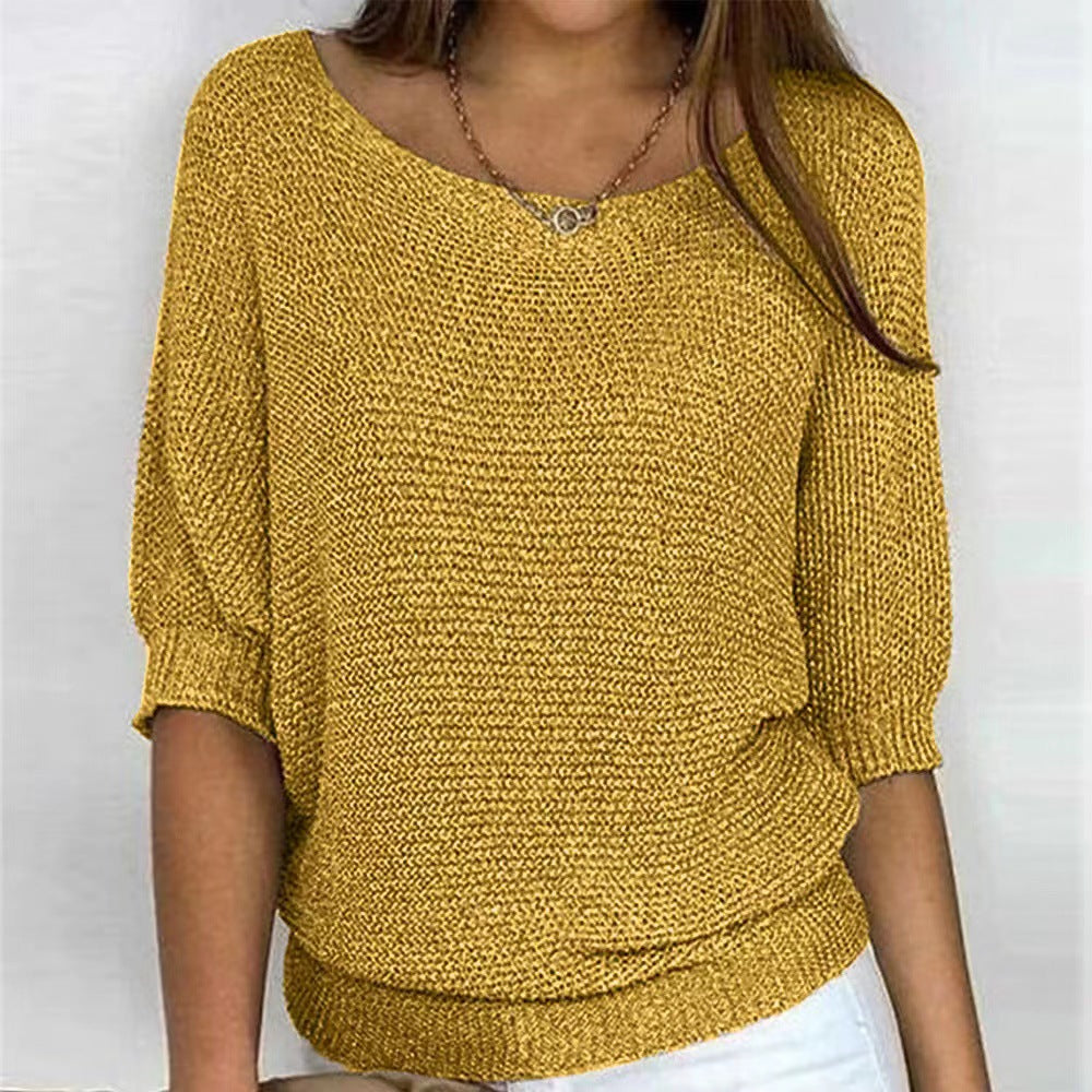 Maelis | Women's Soft Comfort Jumper Flattering Fit Breathable Cosy Knit Casual Pullover Sweater-Women's Sweater-Yellow-S-Camoufit