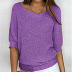 Maelis | Women's Soft Comfort Jumper Flattering Fit Breathable Cosy Knit Casual Pullover Sweater-Women's Sweater-Purple-S-Camoufit