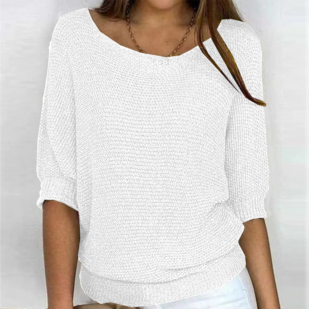 Maelis | Women's Soft Comfort Jumper Flattering Fit Breathable Cosy Knit Casual Pullover Sweater-Women's Sweater-White-S-Camoufit