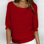 Maelis | Women's Soft Comfort Jumper Flattering Fit Breathable Cosy Knit Casual Pullover Sweater-Women's Sweater-Red-S-Camoufit