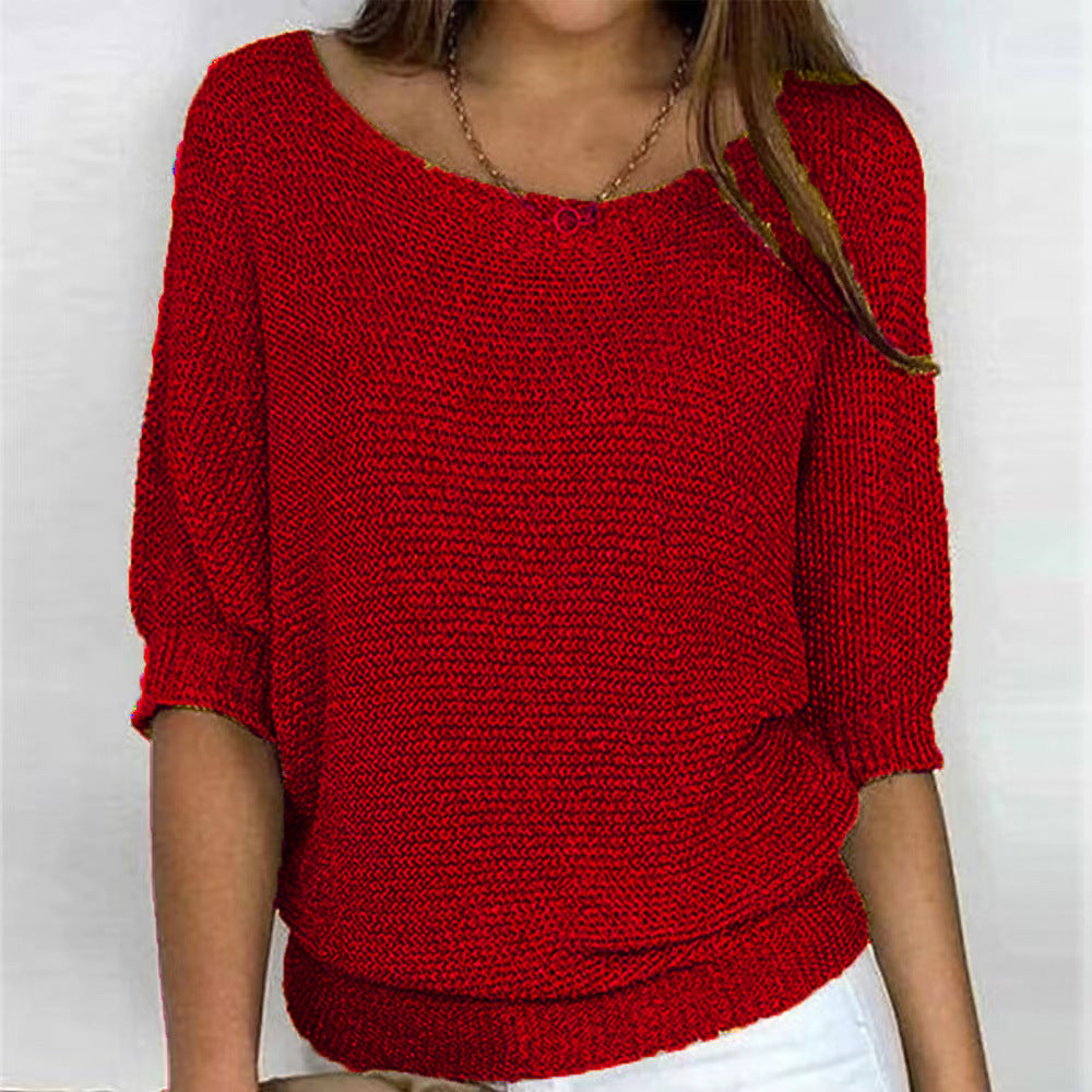 Maelis | Women's Soft Comfort Jumper Flattering Fit Breathable Cosy Knit Casual Pullover Sweater-Women's Sweater-Red-S-Camoufit