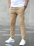 Liam Men's Stretch Pants – Comfortable Fit Versatile Style Trousers-Stretch Pants-CAMOUFIT-Beige-S-Camoufit