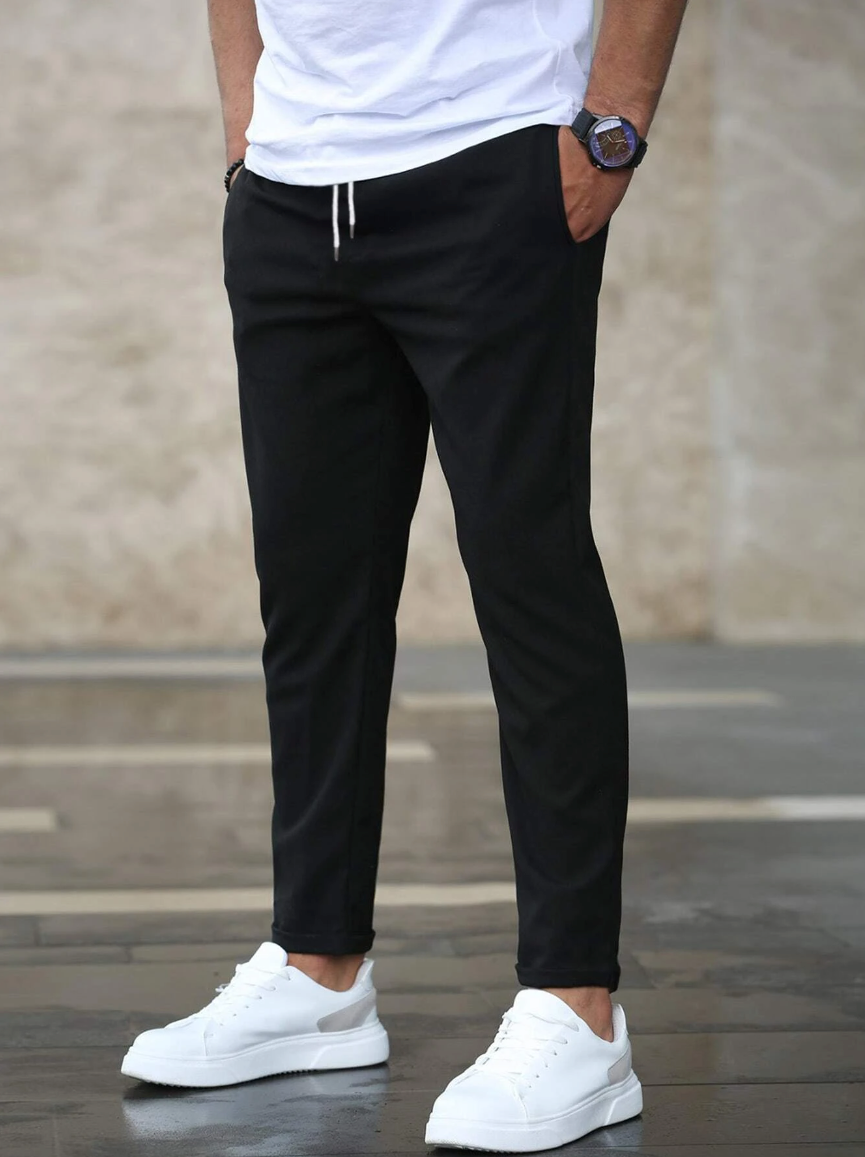 Liam Men's Stretch Pants – Comfortable Fit Versatile Style Trousers-Stretch Pants-CAMOUFIT-Black-S-Camoufit