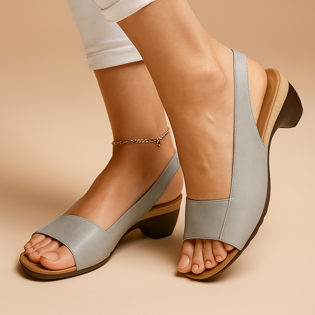 Harper Women's Lightweight Summer Sandals – Comfortable Adjustable Fit-Women's Heeled Sandals-Gray-4-Camoufit
