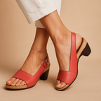 Harper Women's Lightweight Summer Sandals – Comfortable Adjustable Fit-Women's Heeled Sandals-Red-4-Camoufit