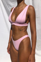 Women's Push-Up Bikini with Supportive Top Flattering Two-Piece Trendy Summer Swimsuit Set-Bikini-Pink-S-