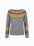 Linsy Women's Elegant Sweater-Women's Sweater-CAMOUFIT-Gray/Rainbow-S-Camoufit