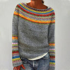 Linsy Women's Elegant Sweater-Women's Sweater-CAMOUFIT-Gray/Rainbow-S-Camoufit
