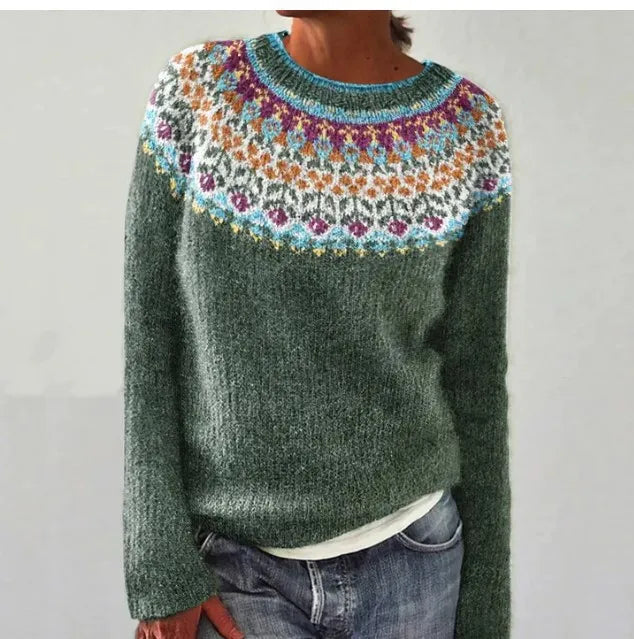 Linsy Women's Elegant Sweater-Women's Sweater-CAMOUFIT-Gray/Flowers-S-Camoufit