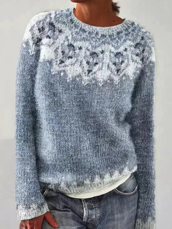 Linsy Women's Elegant Sweater-Women's Sweater-CAMOUFIT-Light Blue/White-S-Camoufit