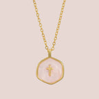 Elyvia | Cross Pendant Necklace for Women - Gold Enamel Minimalist Elegant Fit-Necklaces-Pearl Pink-Gold-plated-Camoufit