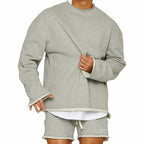 Loey Men's Oversized Sweater - Warm Crew Neck Long Sleeve-Men's Sweater-Grey-M-Camoufit